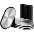 Zukfe Capsule Brushed Stainless-Steel Coasters Four Piece Silver Black with Rack - Product view