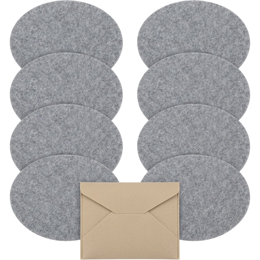 Zukfe Oval Polyester Felt Coasters Eight Piece Fog Gray - Product view