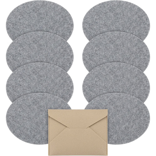 Zukfe Oval Polyester Felt Coasters Eight Piece Fog Gray - Product view