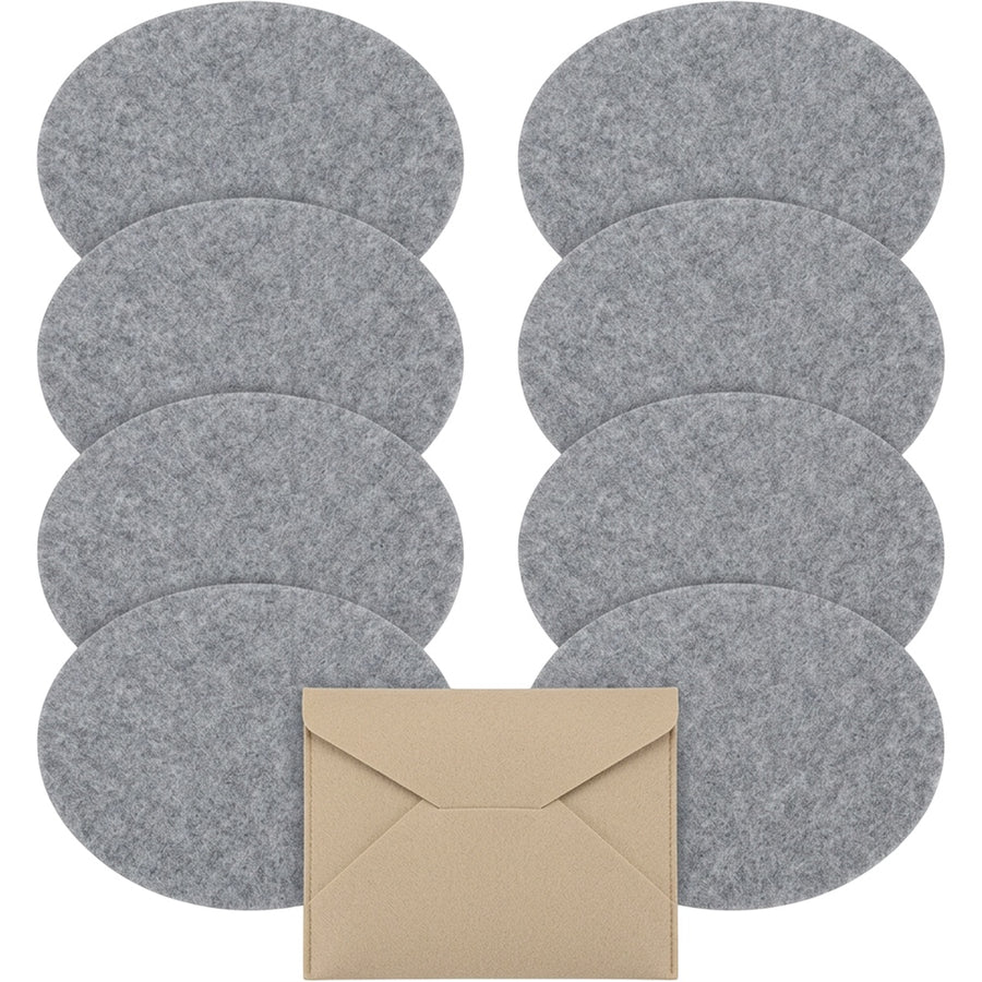 Zukfe Oval Polyester Felt Coasters Eight Piece Fog Gray